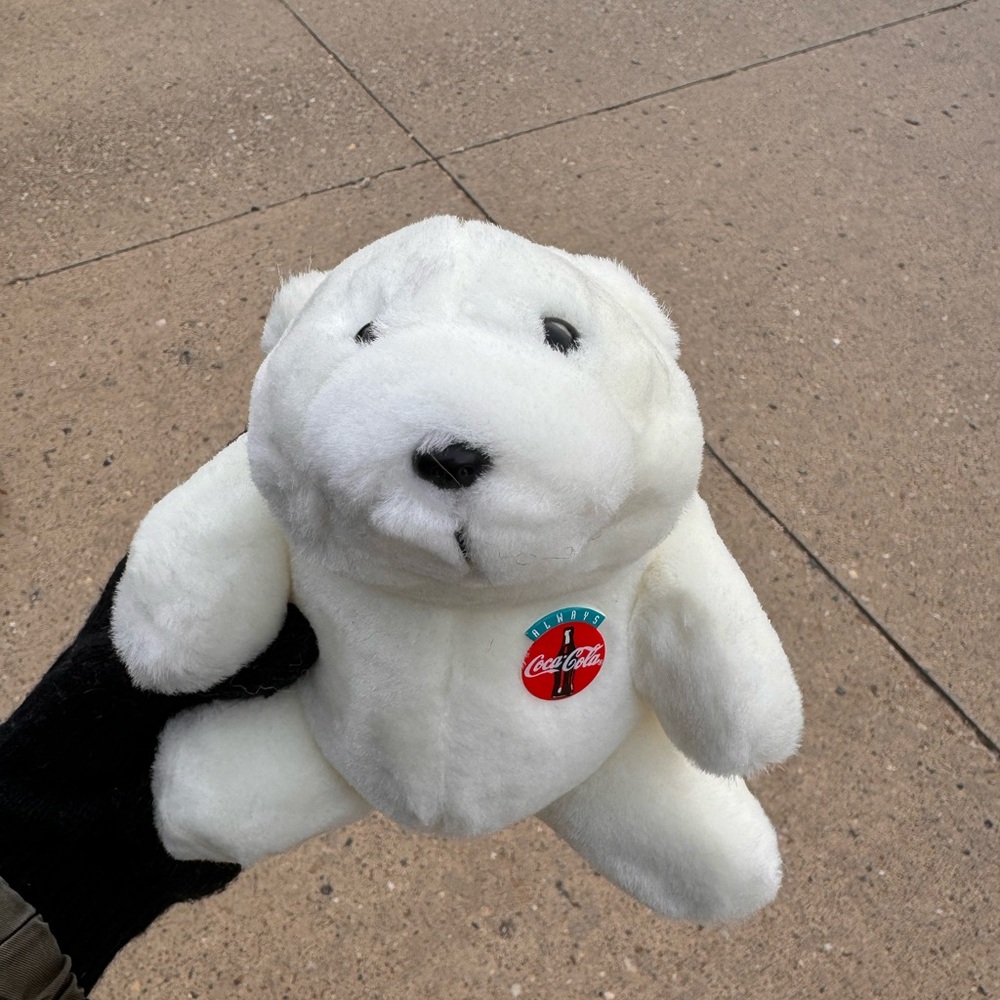 Coca Cola Plush White Bear Toy for Small Pets